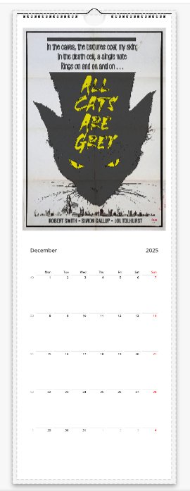 2025 The Cure Wall Calendar - RecombinantCulture